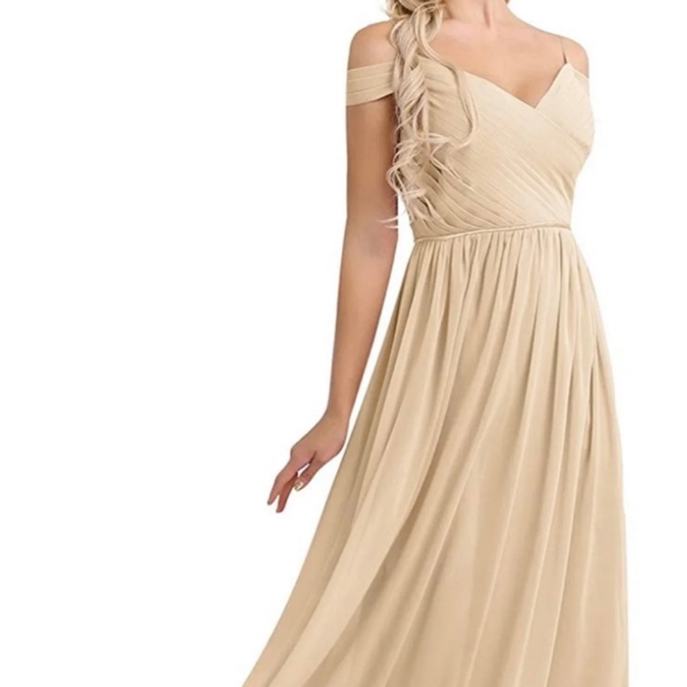 Long champagne bridesmaid dress size 8